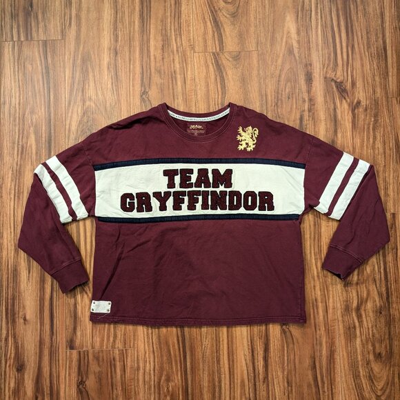 Harry Potter Team Gryffindor Chenille Lettering Cropped Sweatshirt Size Small - Picture 2 of 10